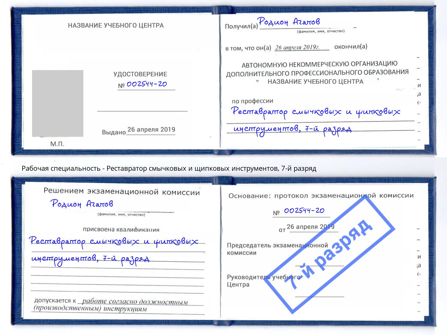 корочка 7-й разряд Реставратор смычковых и щипковых инструментов Арзамас